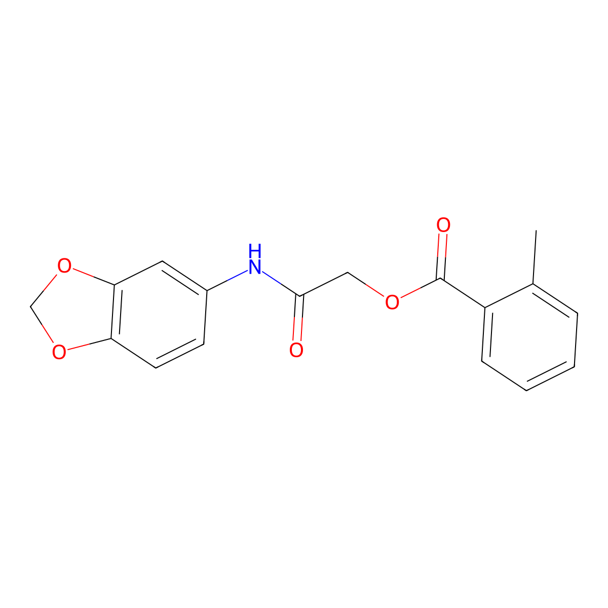 [(2H-1,3-benzodioxol-5-yl)carbamoyl]methyl 2-methylbenzoate molecular structure, CAS 387368-83-4