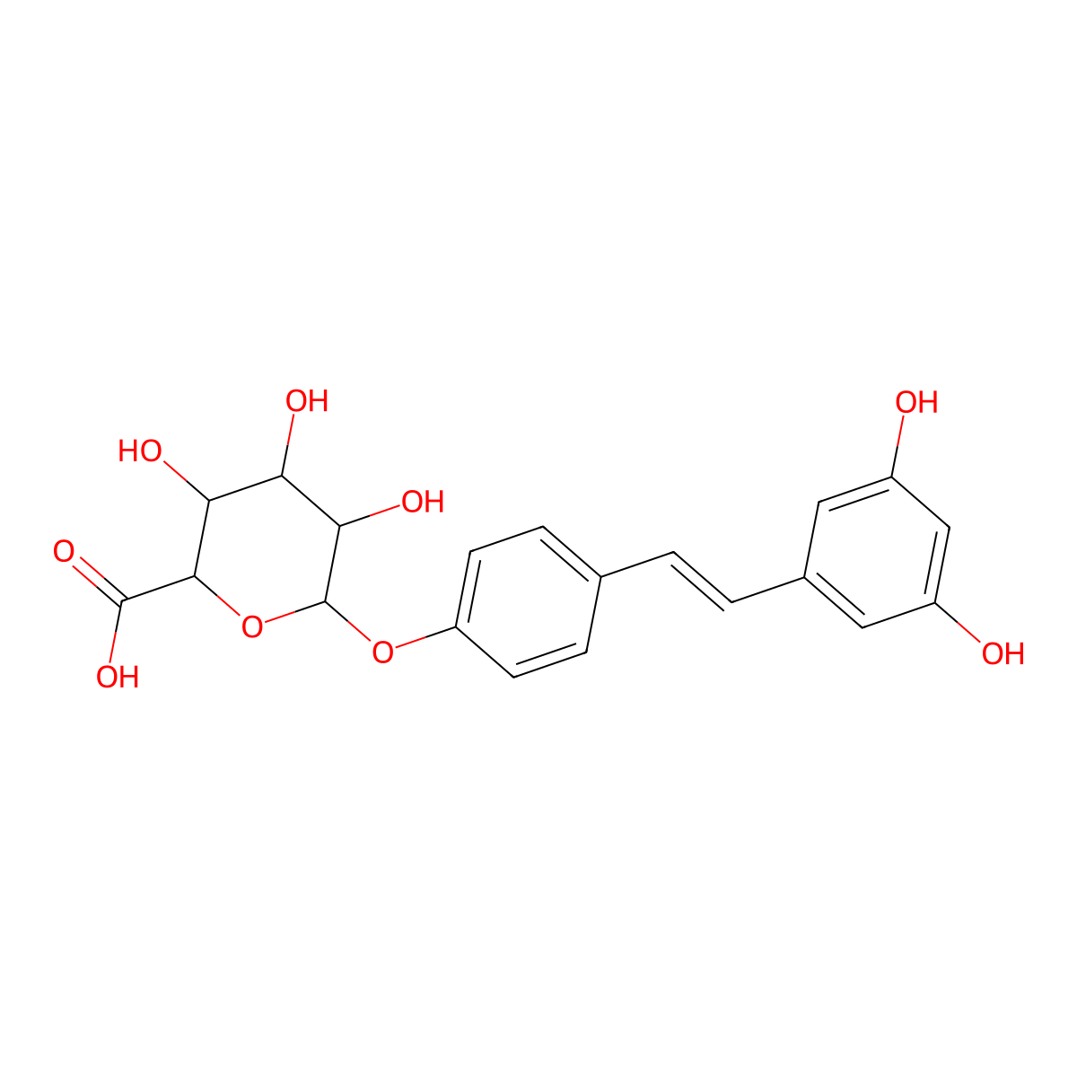 Resveratrol-4'-O-D-Glucuronide molecular structure, CAS 387372-20-5