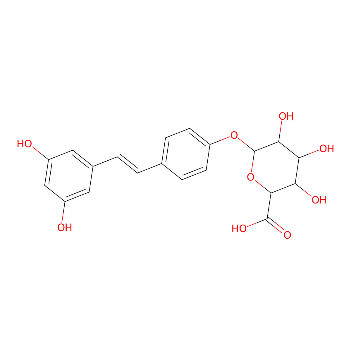 Resveratrol-4'-O-D-Glucuronide molecular structure, CAS 387372-20-5