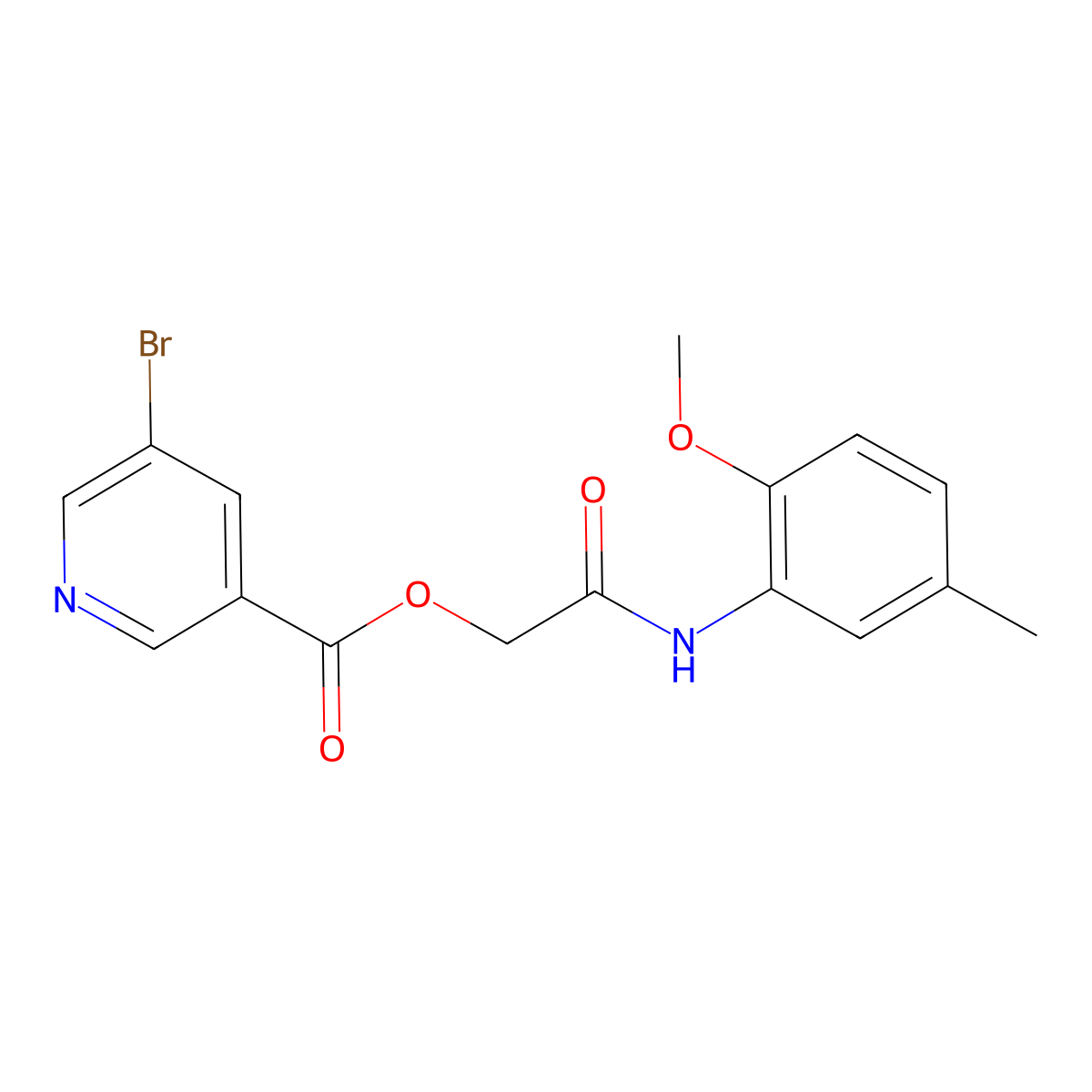 2-[(2-Methoxy-5-methylphenyl)amino]-2-oxoethyl 5-bromopyridine-3-carboxylate molecular structure, CAS 387378-14-5