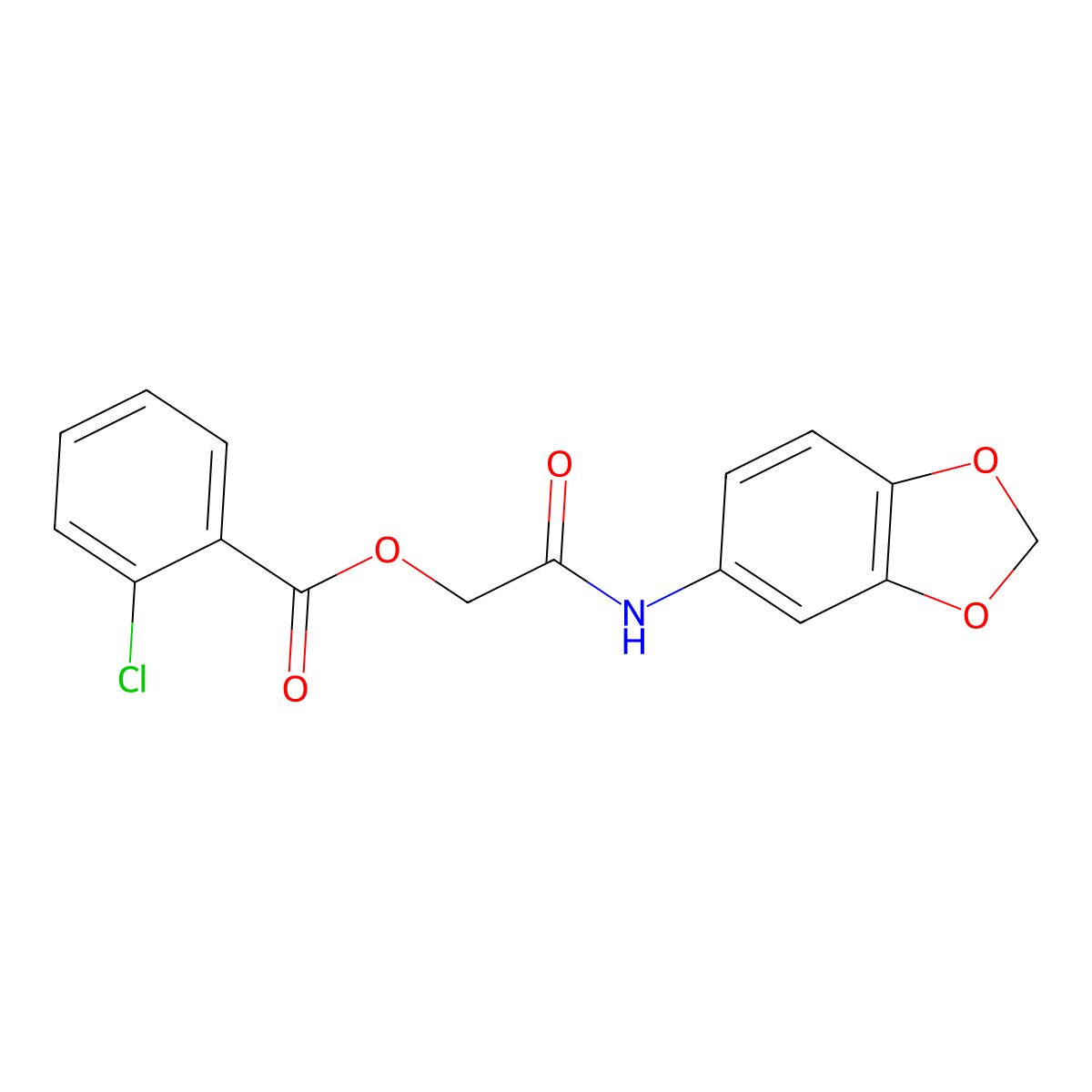 2-(1,3-Benzodioxol-5-ylamino)-2-oxoethyl 2-chlorobenzoate molecular structure, CAS 387381-45-5