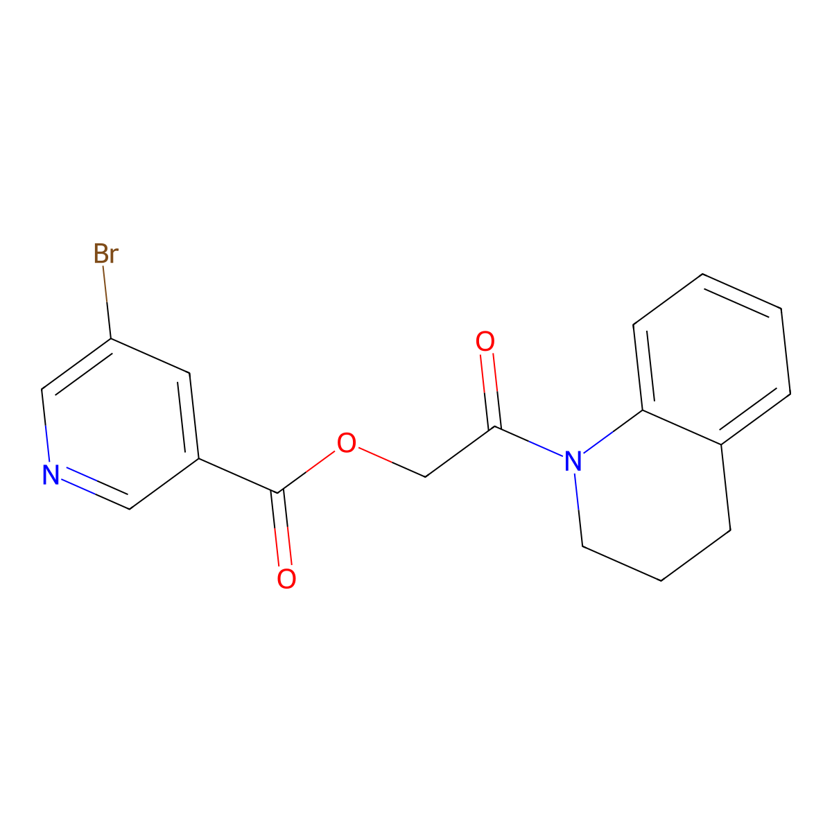 2-(3,4-dihydroquinolin-1(2H)-yl)-2-oxoethyl 5-bromopyridine-3-carboxylate molecular structure, CAS 387381-87-5