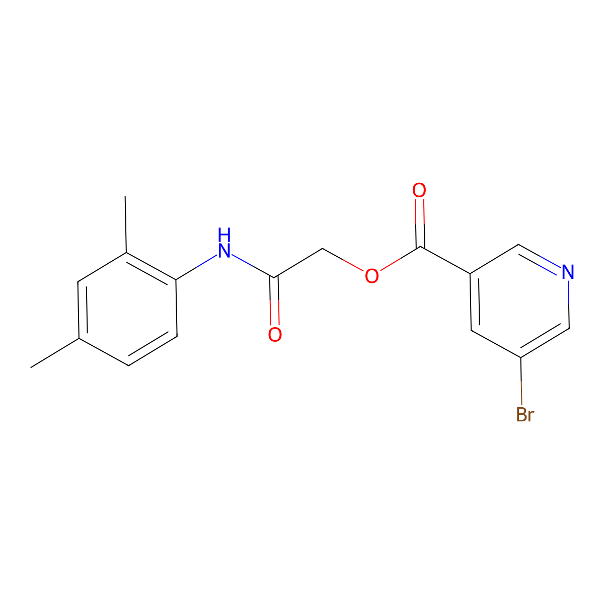 2-((2,4-Dimethylphenyl)amino)-2-oxoethyl 5-bromonicotinate molecular structure, CAS 387382-02-7