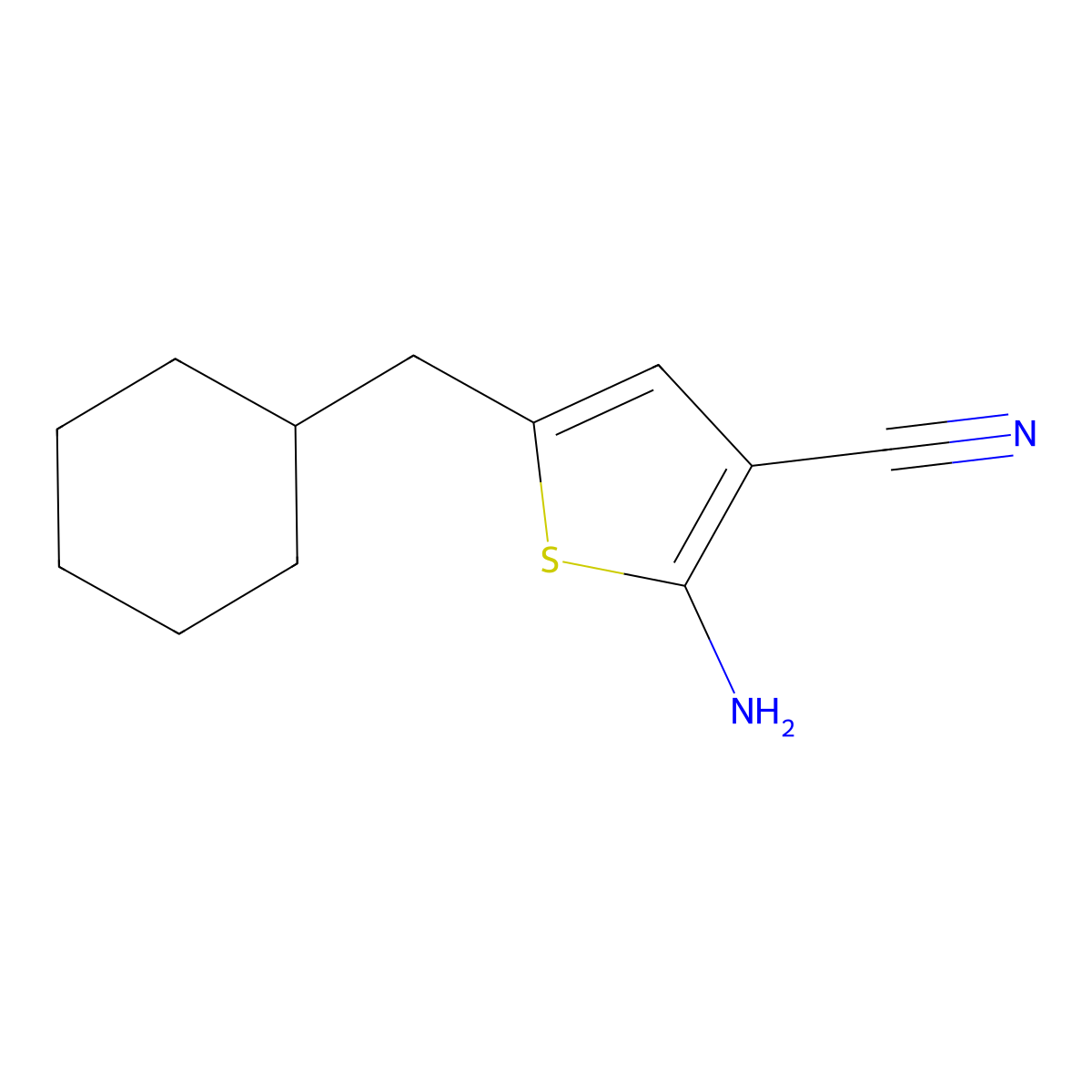 2-Amino-5-(cyclohexylmethyl)thiophene-3-carbonitrile molecular structure, CAS 387383-42-8