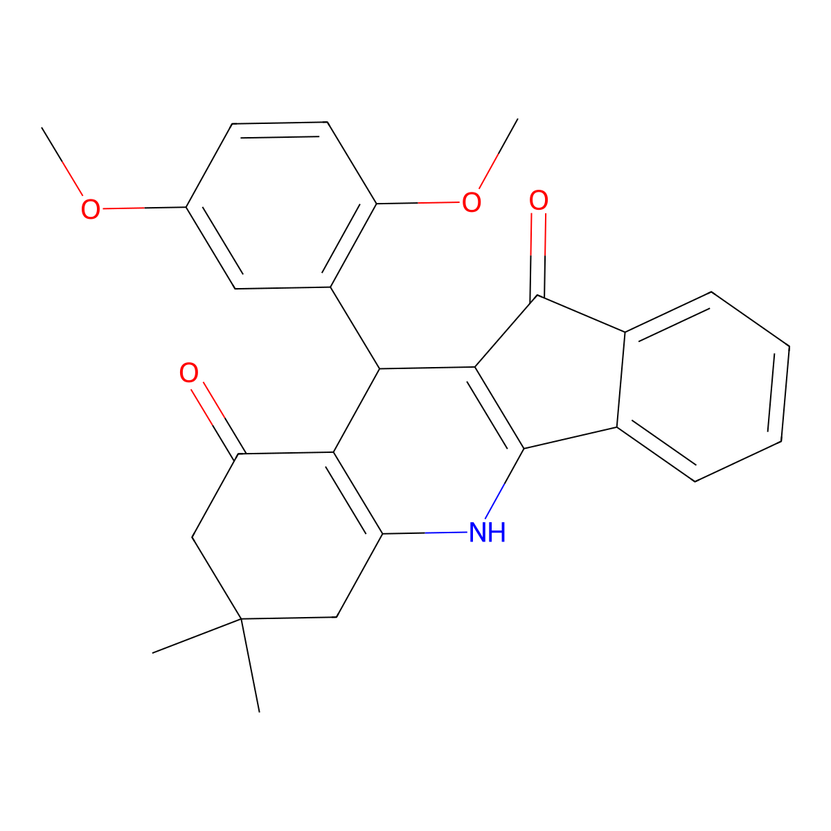 10-(2,5-dimethoxyphenyl)-7,7-dimethyl-6,7,8,10-tetrahydro-5H-indeno[1,2-b]quinoline-9,11-dione molecular structure, CAS 387383-54-2