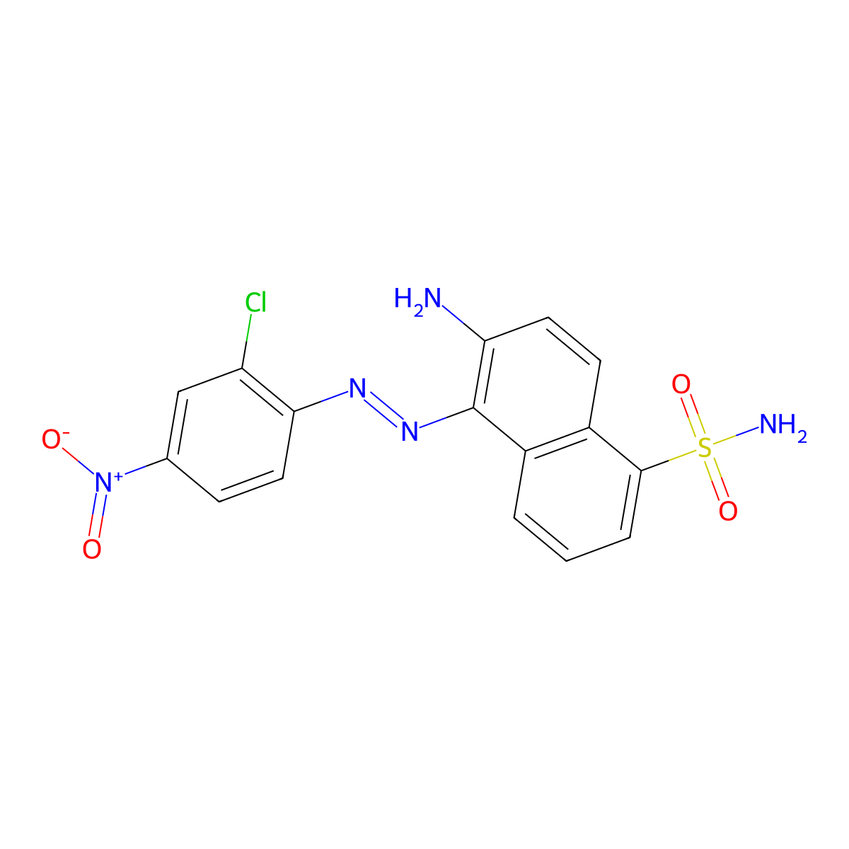 1-Naphthalenesulfonamide, 6-amino-5-(2-(2-chloro-4-nitrophenyl)diazenyl)- molecular structure, CAS 3874-84-8