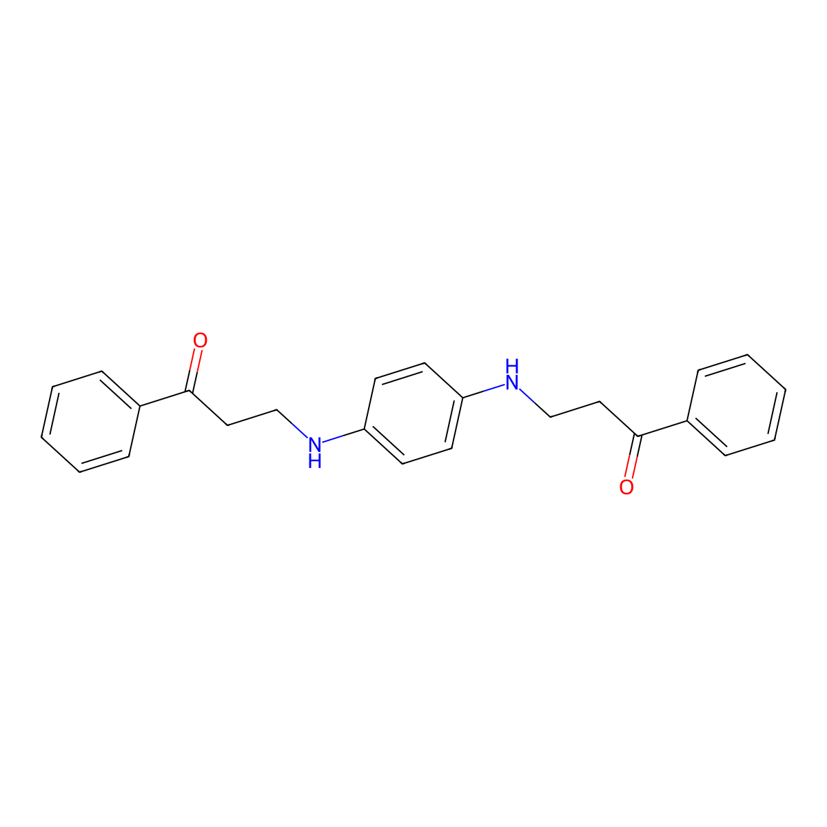 N,N'-Bis(3-oxo-3-phenylpropyl)-p-phenylenediamine molecular structure, CAS 3874-93-9