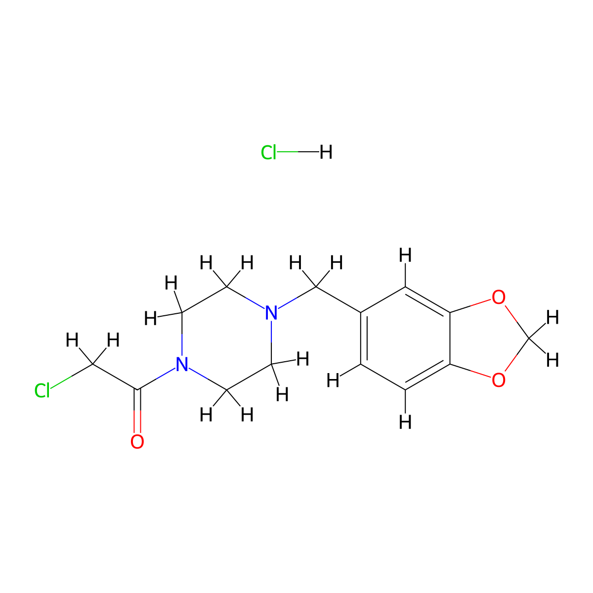 1-(1,3-Benzodioxol-5-ylmethyl)-4-(chloroacetyl)piperazine hydrochloride molecular structure, CAS 38740-33-9