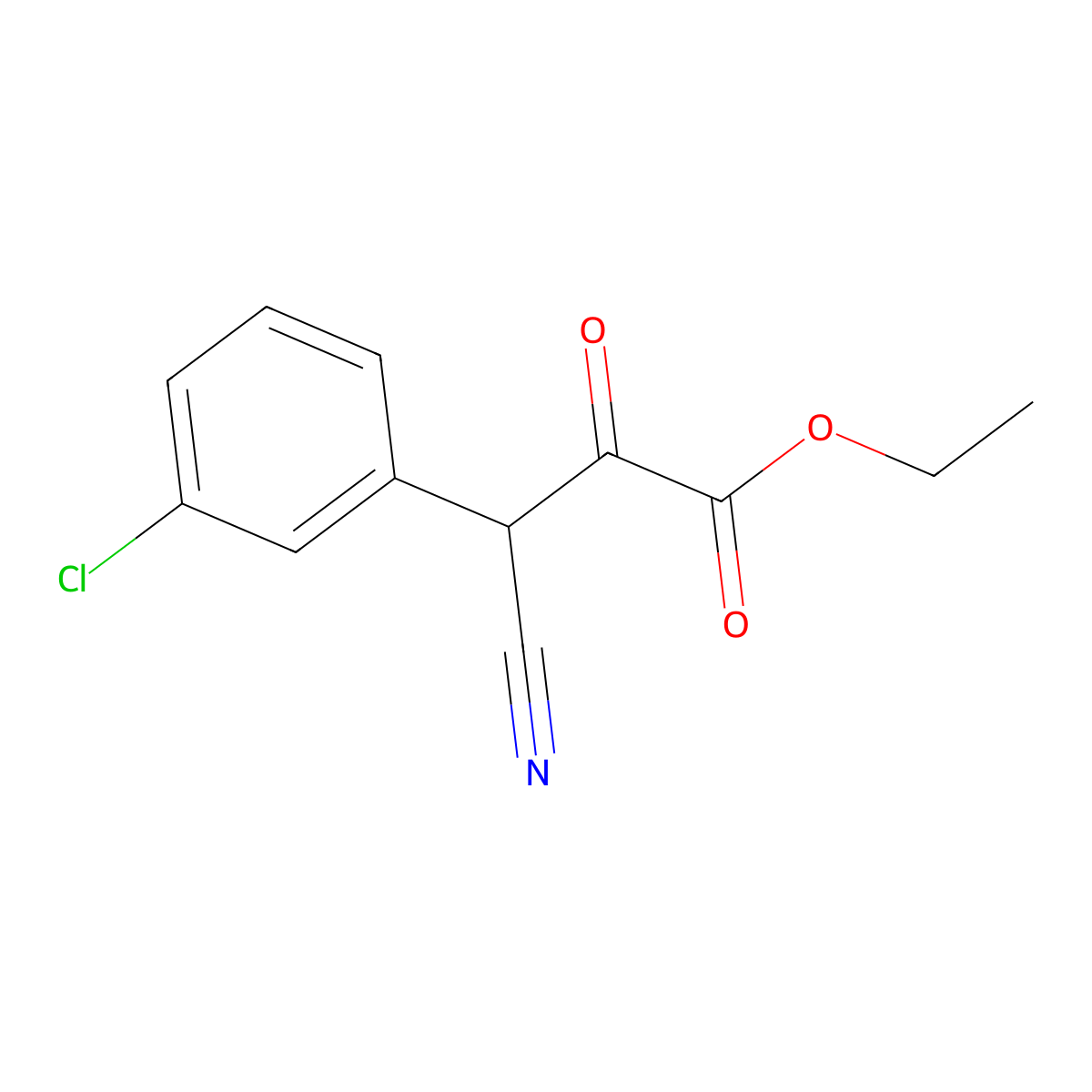 Ethyl 3-(3-chlorophenyl)-3-cyano-2-oxopropanoate molecular structure, CAS 38747-02-3