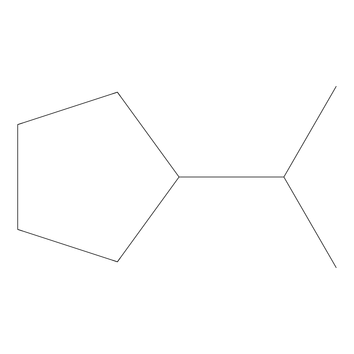 Isopropylcyclopentane molecular structure, CAS 3875-51-2