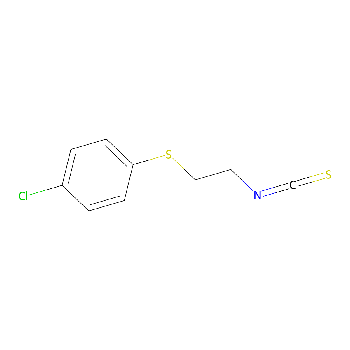 1-Chloro-4-[(2-isothiocyanatoethyl)sulfanyl]benzene molecular structure, CAS 38752-40-8