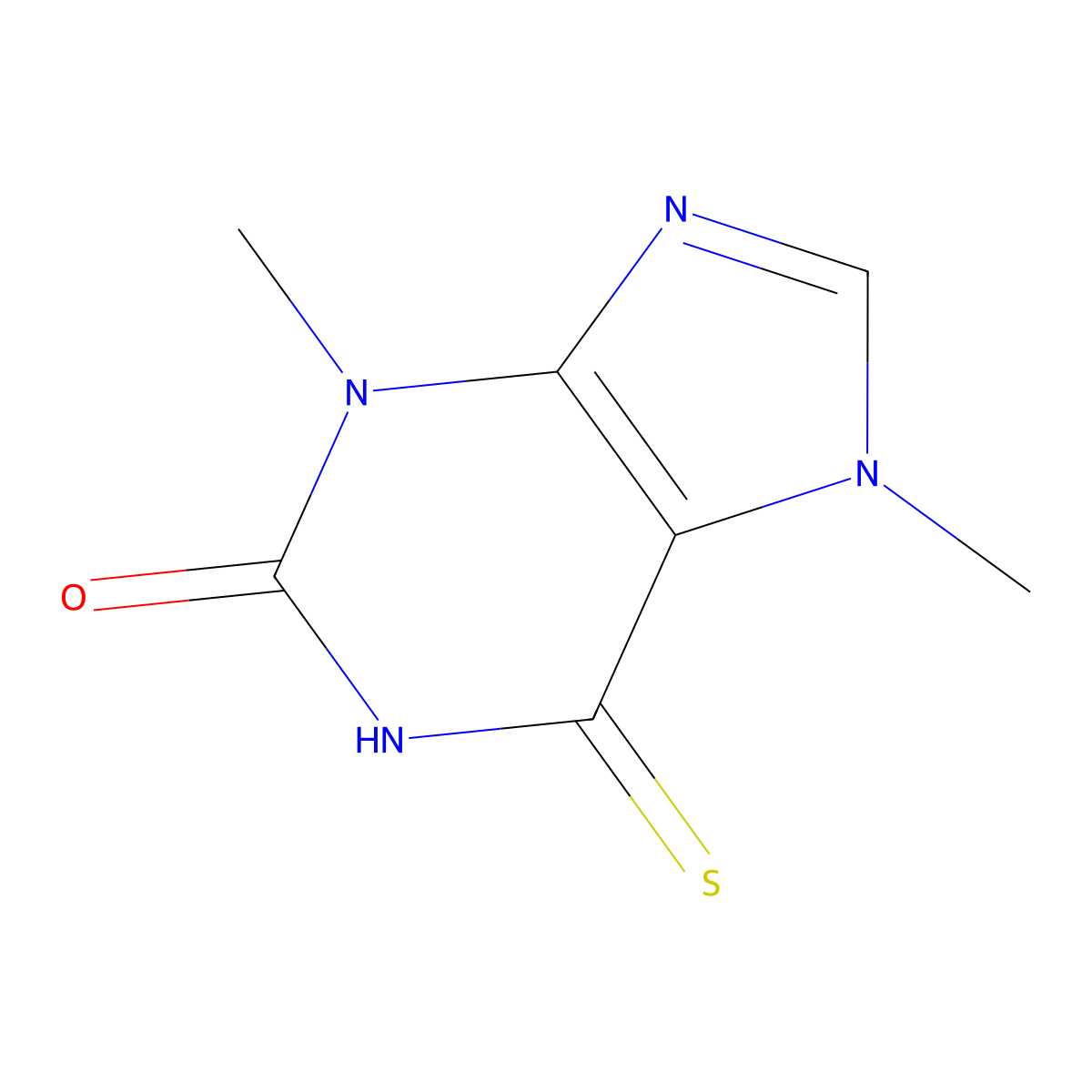 3,7-Dimethyl-6-thioxanthine molecular structure, CAS 38759-03-4