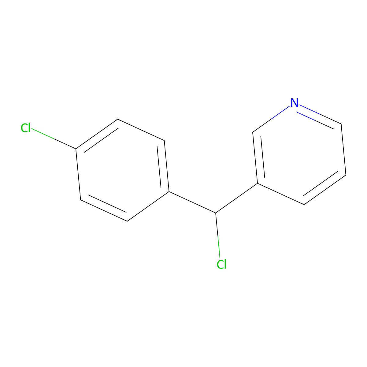 3-(Chloro(4-chlorophenyl)methyl)pyridine molecular structure, CAS 38759-96-5