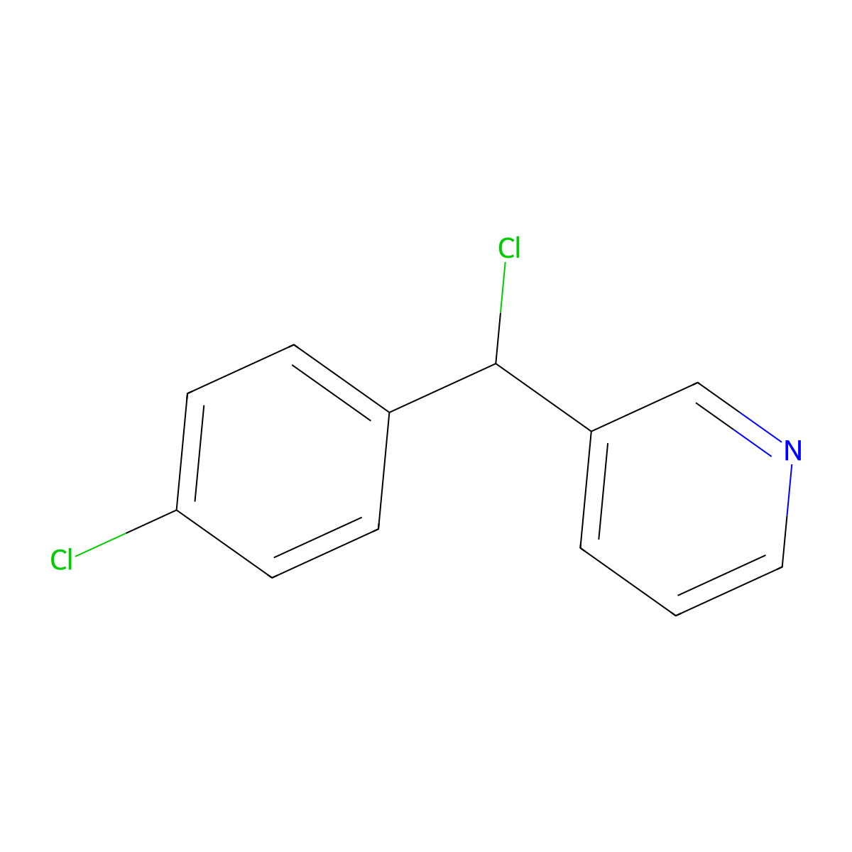 3-(Chloro(4-chlorophenyl)methyl)pyridine molecular structure, CAS 38759-96-5