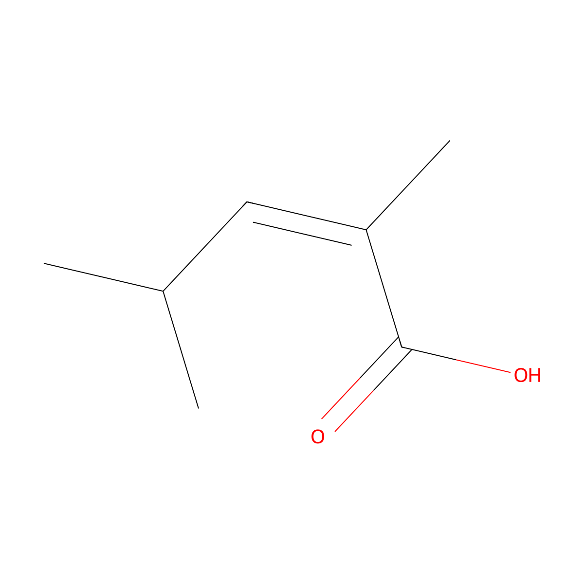 2,4-Dimethyl-2-pentenoic acid, (2E)- molecular structure, CAS 3876-52-6