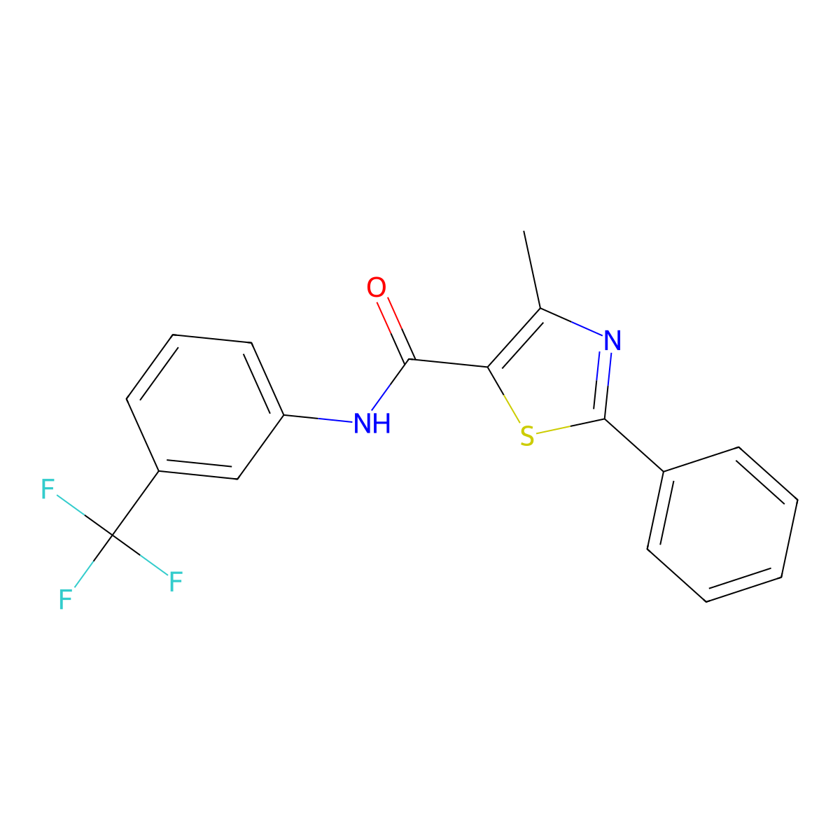 4-methyl-2-phenyl-N-[3-(trifluoromethyl)phenyl]-1,3-thiazole-5-carboxamide molecular structure, CAS 38769-47-0