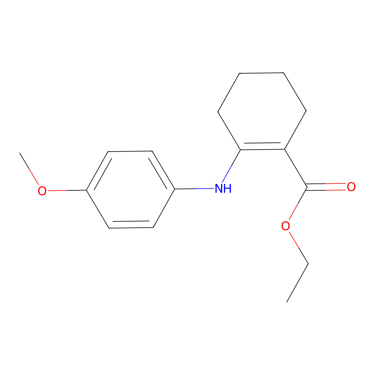 Ethyl 2-[(4-methoxyphenyl)amino]cyclohex-1-ene-1-carboxylate molecular structure, CAS 38778-80-2