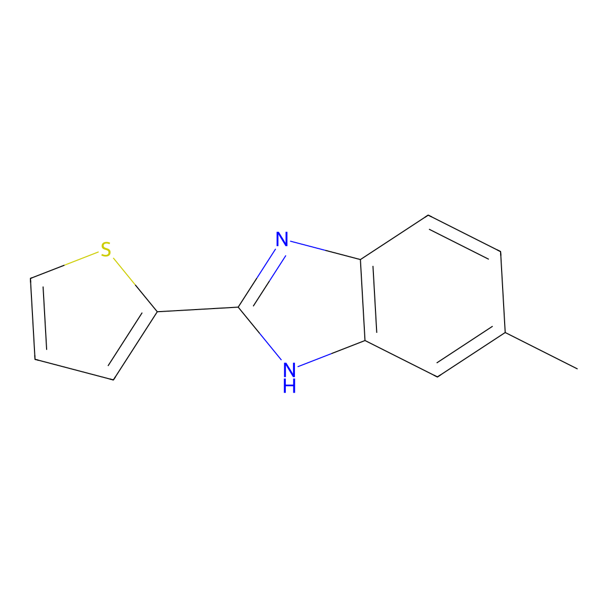 6-Methyl-2-(thiophen-2-yl)-1H-benzo[d]imidazole molecular structure, CAS 3878-24-8
