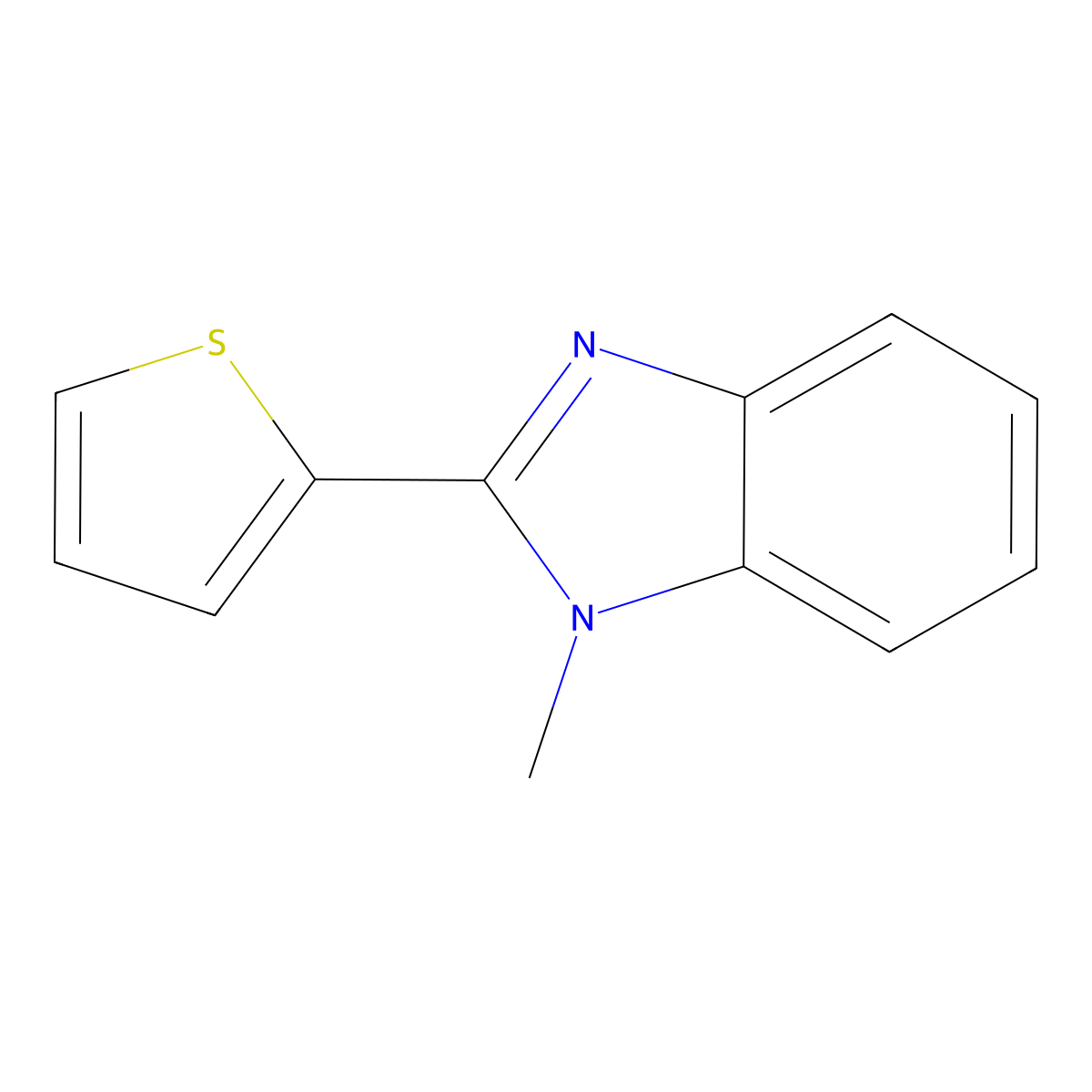 1-Methyl-2-thiophen-2-ylbenzimidazole molecular structure, CAS 3878-25-9