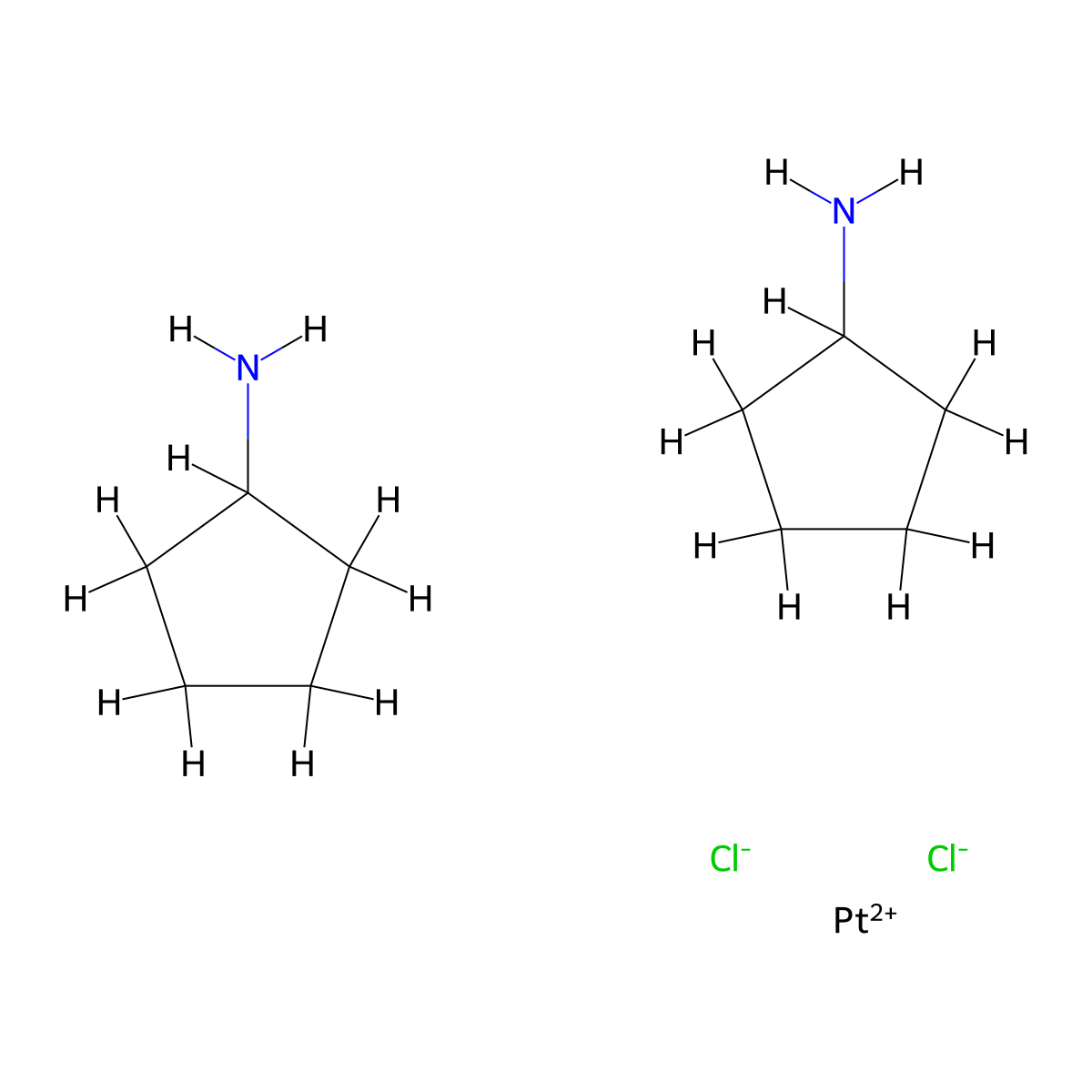 Platinum(2+) chloride--cyclopentanamine (1/2/2) molecular structure, CAS 38780-36-8