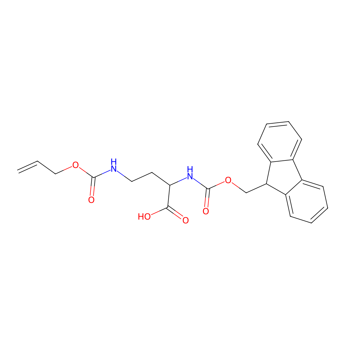 (R)-2-((((9H-Fluoren-9-yl)methoxy)carbonyl)amino)-4-(((allyloxy)carbonyl)amino)butanoic acid molecular structure, CAS 387824-78-4