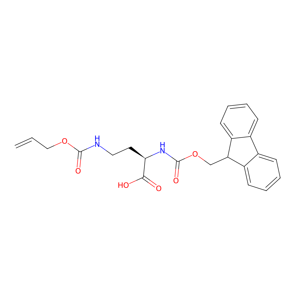 (R)-2-((((9H-Fluoren-9-yl)methoxy)carbonyl)amino)-4-(((allyloxy)carbonyl)amino)butanoic acid molecular structure, CAS 387824-78-4