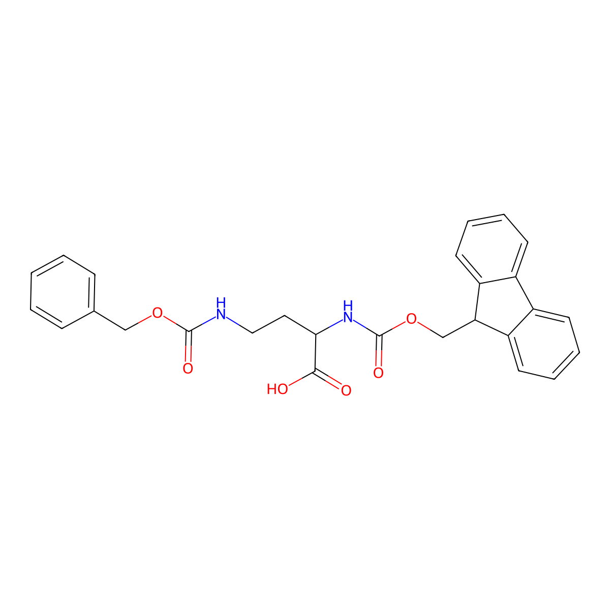 (R)-2-((((9H-Fluoren-9-yl)methoxy)carbonyl)amino)-4-(((benzyloxy)carbonyl)amino)butanoic acid molecular structure, CAS 387824-79-5