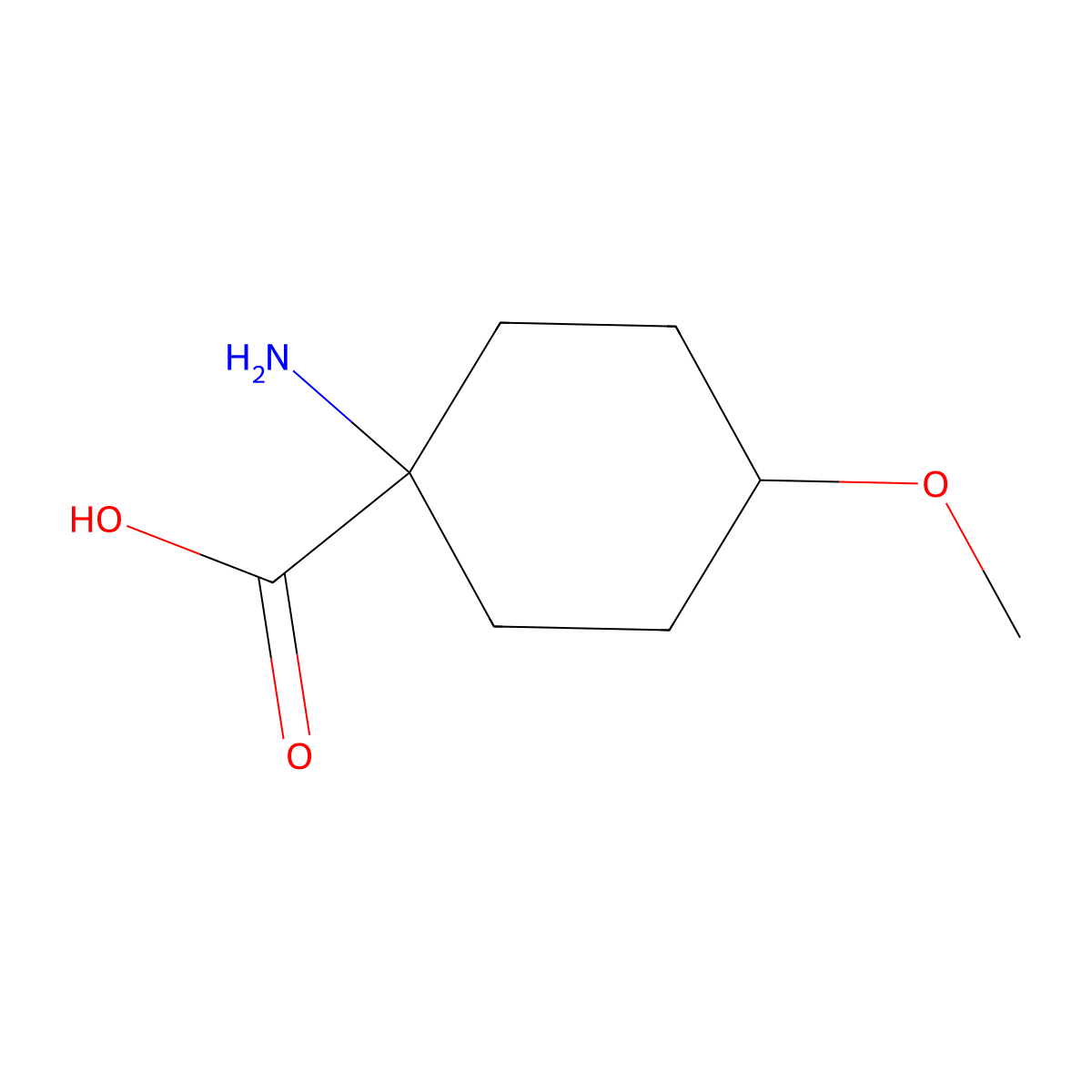 1-Amino-4-methoxycyclohexanecarboxylic acid molecular structure, CAS 387825-54-9