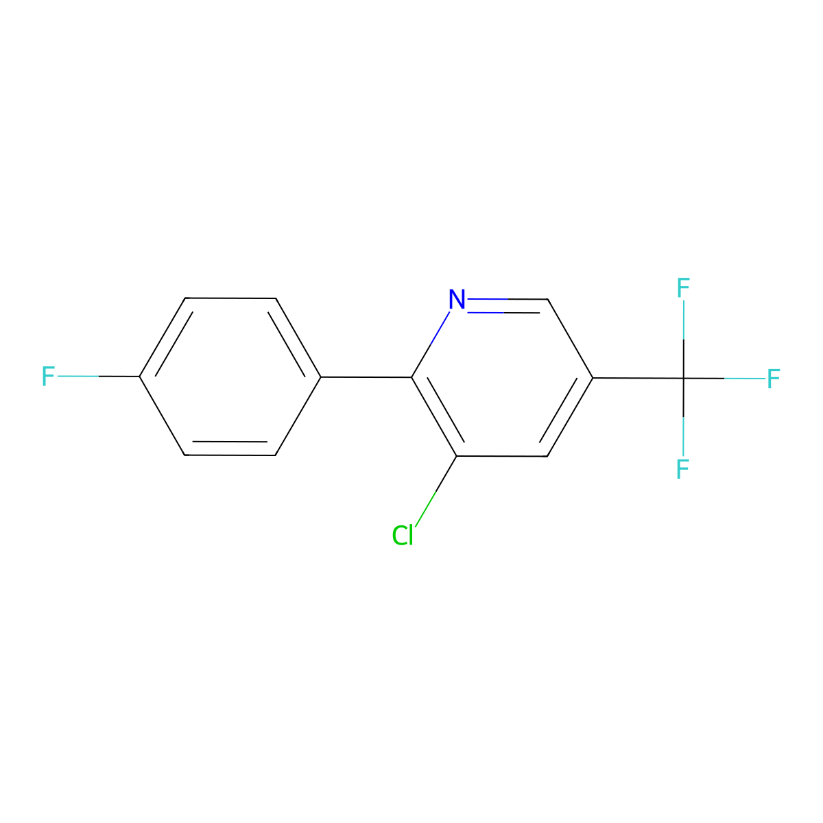 3-Chloro-2-(4-fluorophenyl)-5-(trifluoromethyl)pyridine molecular structure, CAS 387827-68-1