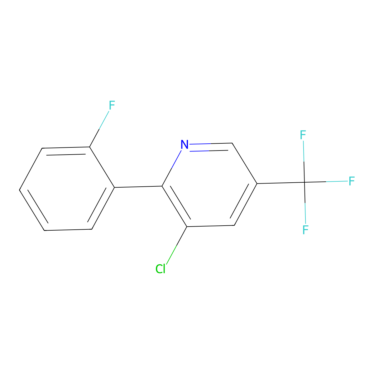 3-Chloro-2-(2-fluorophenyl)-5-(trifluoromethyl)pyridine molecular structure, CAS 387827-70-5