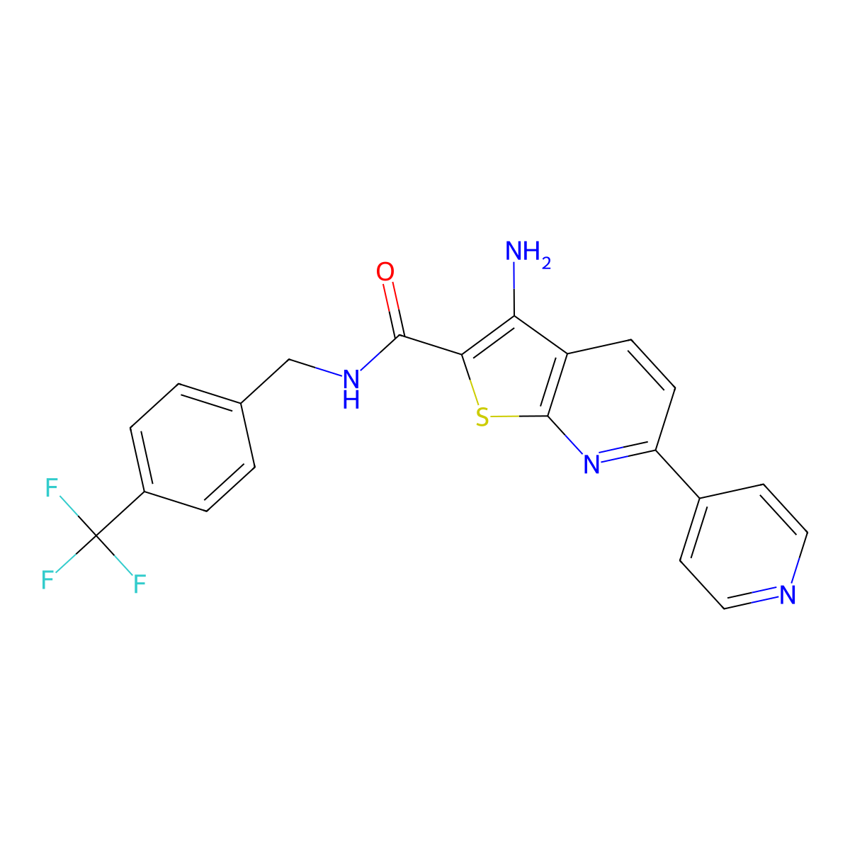3-amino-6-(4-pyridinyl)-N-[4-(trifluoromethyl)benzyl]thieno[2,3-b]pyridine-2-carboxamide molecular structure, CAS 387831-34-7