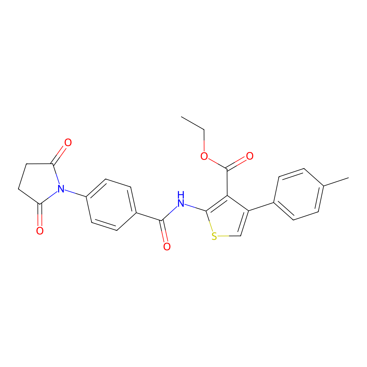 Ethyl 2-[[4-(2,5-dioxopyrrolidin-1-yl)benzoyl]amino]-4-(4-methylphenyl)thiophene-3-carboxylate molecular structure, CAS 387831-72-3