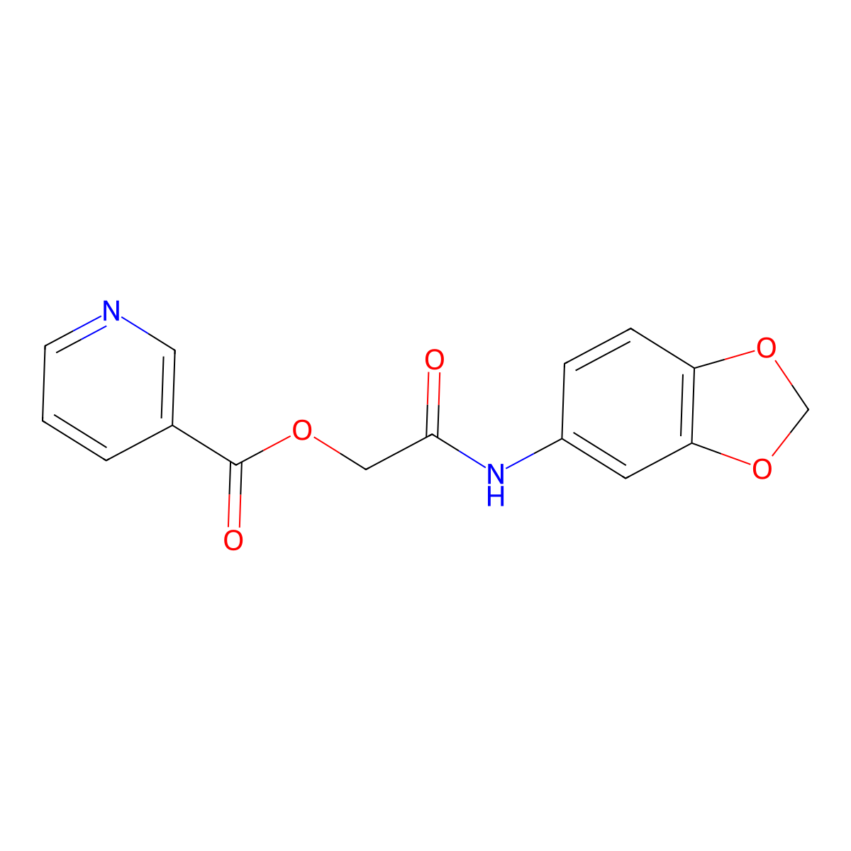 2-(Benzo[d][1,3]dioxol-5-ylamino)-2-oxoethyl nicotinate molecular structure, CAS 387837-01-6