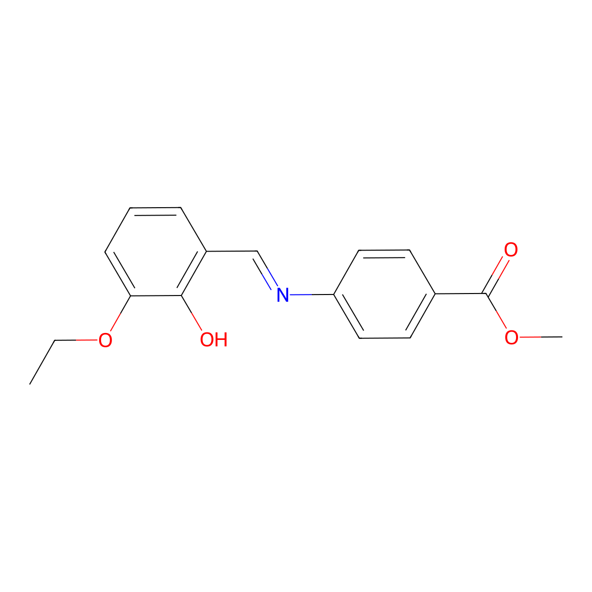 methyl 4-{[(1E)-(3-ethoxy-2-hydroxyphenyl)methylene]amino}benzoate molecular structure, CAS 387843-41-6