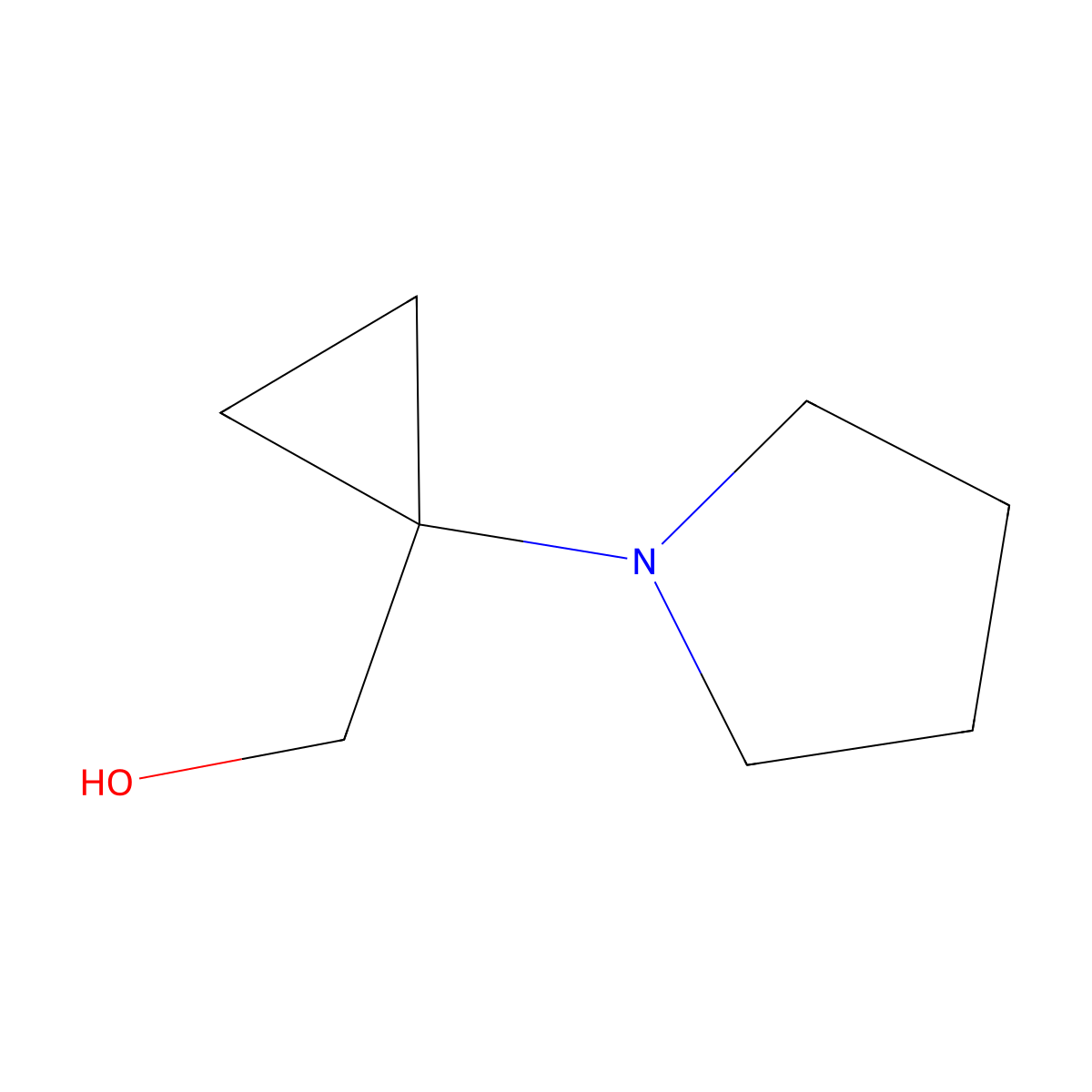 (1-(Pyrrolidin-1-yl)cyclopropyl)methanol molecular structure, CAS 387845-17-2