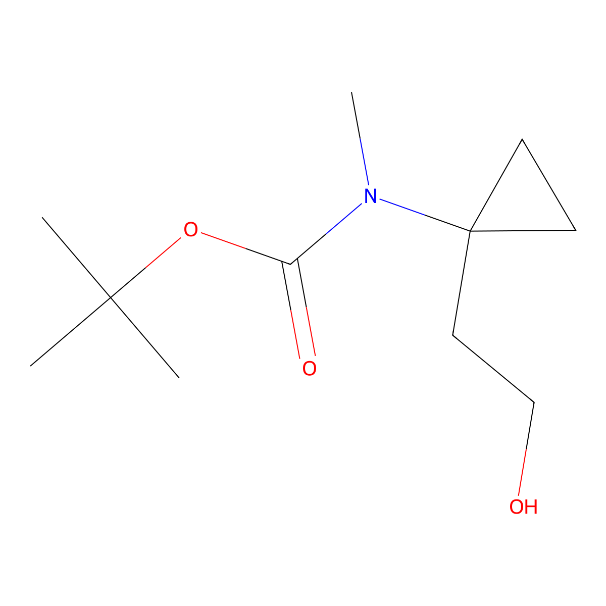 tert-butyl N-[1-(2-hydroxyethyl)cyclopropyl]-N-methylcarbamate molecular structure, CAS 387845-18-3