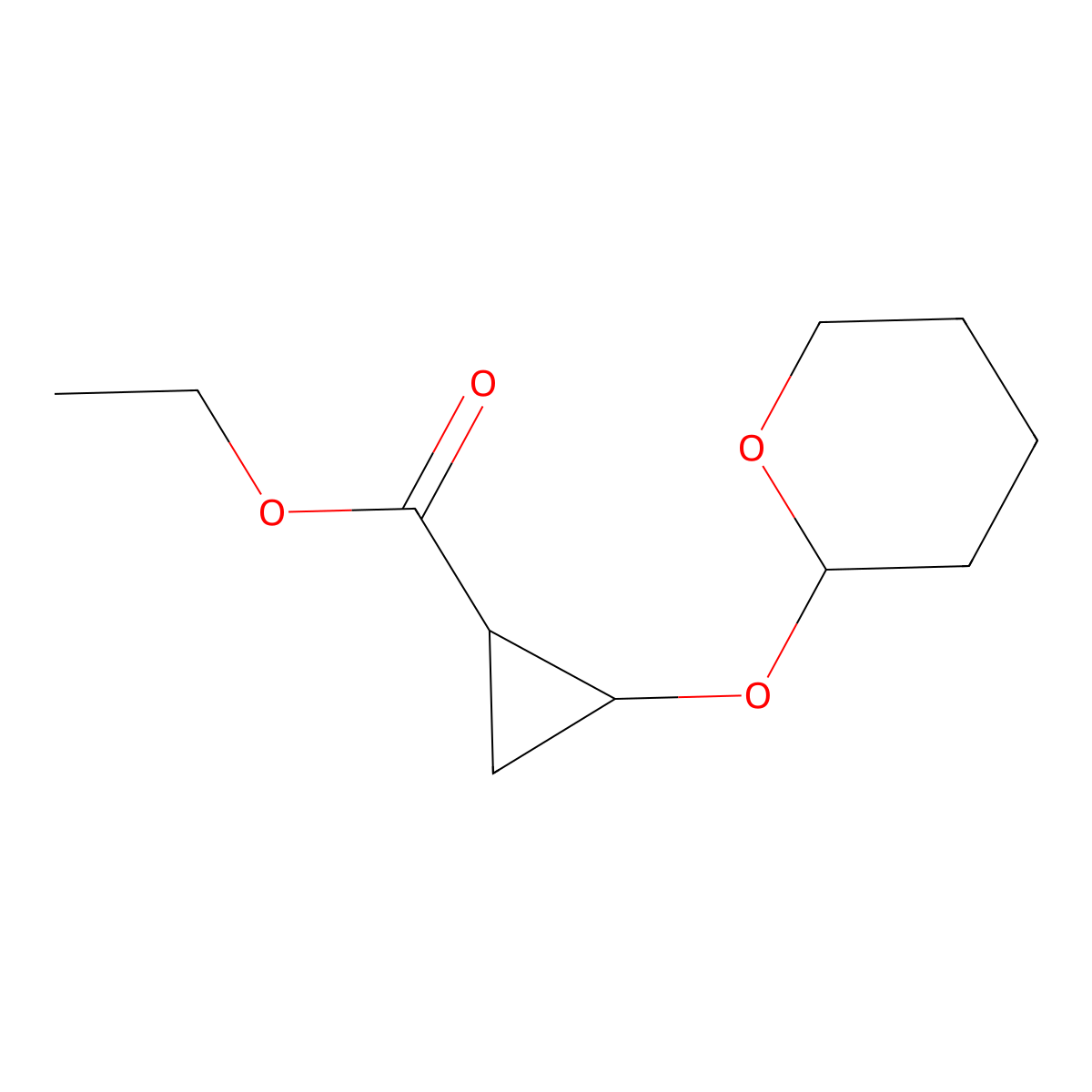 Ethyl 2-(oxan-2-yloxy)cyclopropane-1-carboxylate molecular structure, CAS 387845-21-8