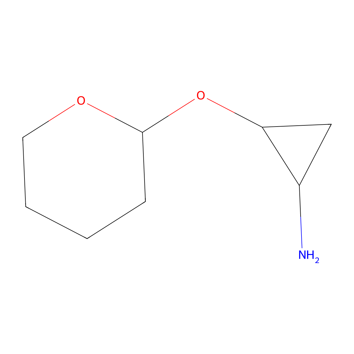 2-((Tetrahydro-2H-pyran-2-yl)oxy)cyclopropanamine molecular structure, CAS 387845-23-0