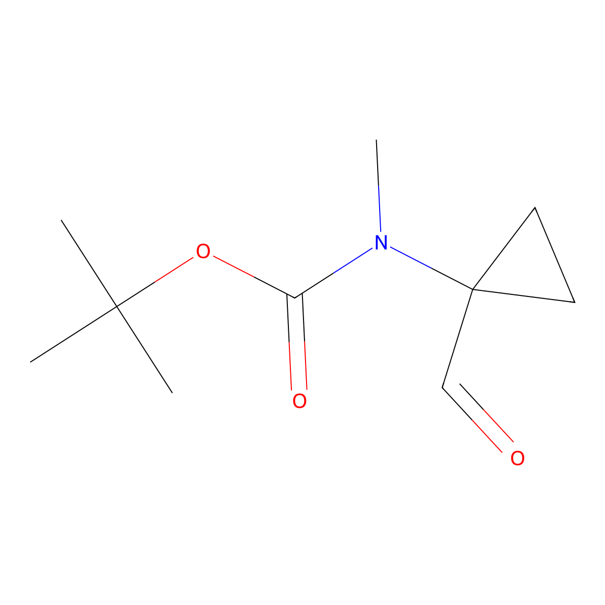 tert-butyl N-(1-formylcyclopropyl)-N-methylcarbamate molecular structure, CAS 387845-40-1