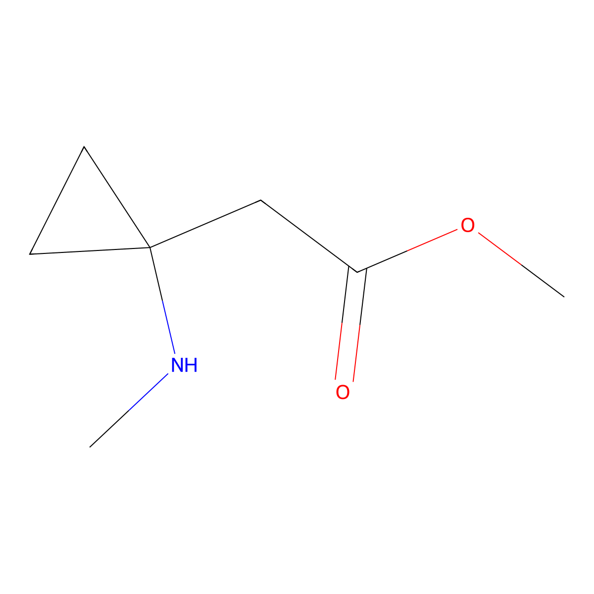 Methyl 2-[1-(methylamino)cyclopropyl]acetate molecular structure, CAS 387845-47-8