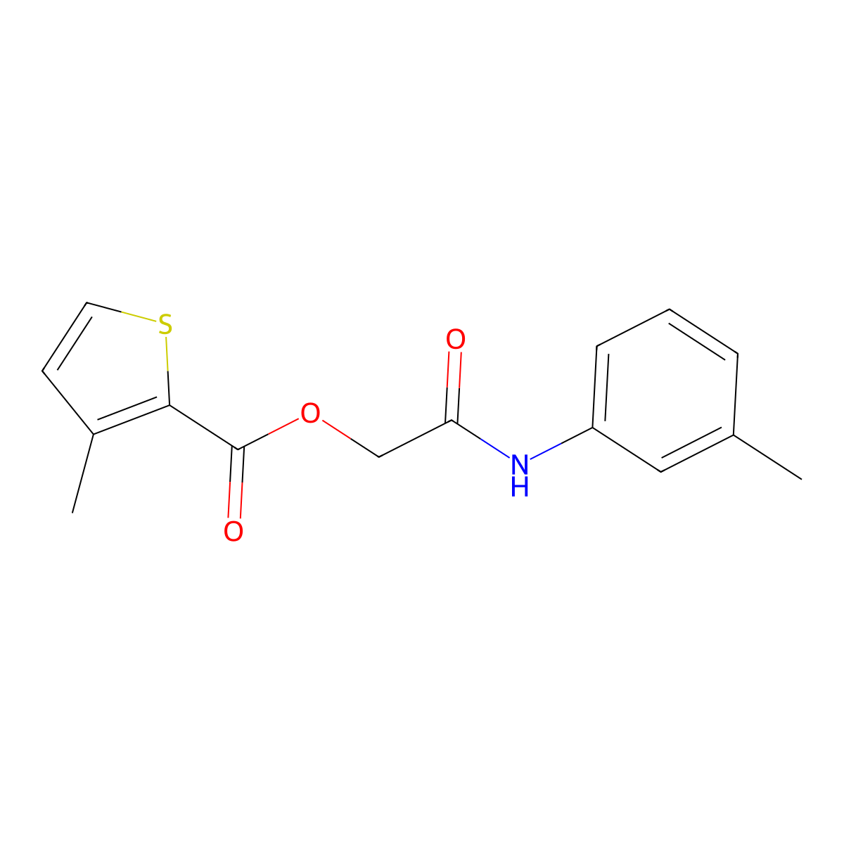 [(3-Methylphenyl)carbamoyl]methyl 3-methylthiophene-2-carboxylate molecular structure, CAS 387853-51-2