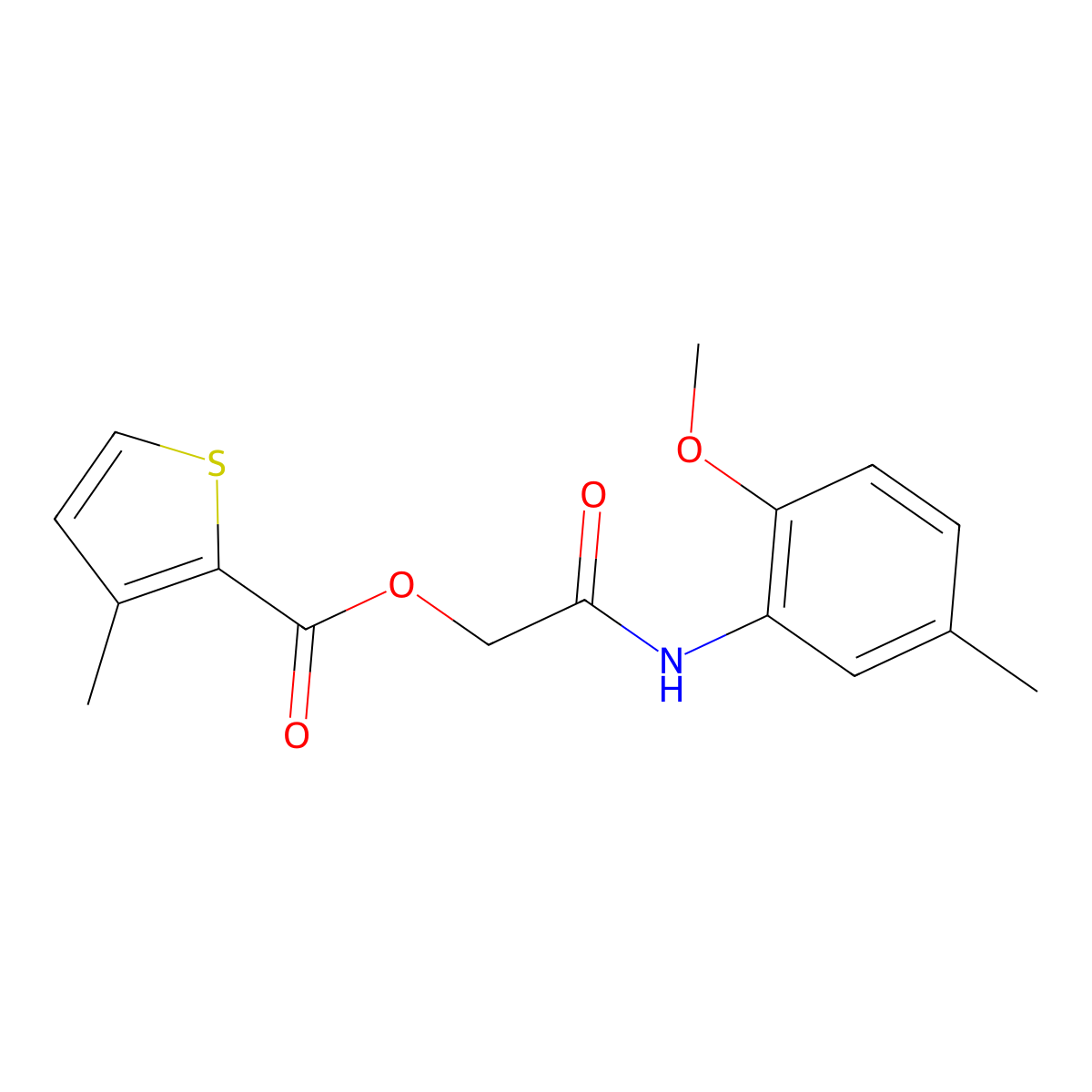 [(2-Methoxy-5-methylphenyl)carbamoyl]methyl 3-methylthiophene-2-carboxylate molecular structure, CAS 387853-52-3