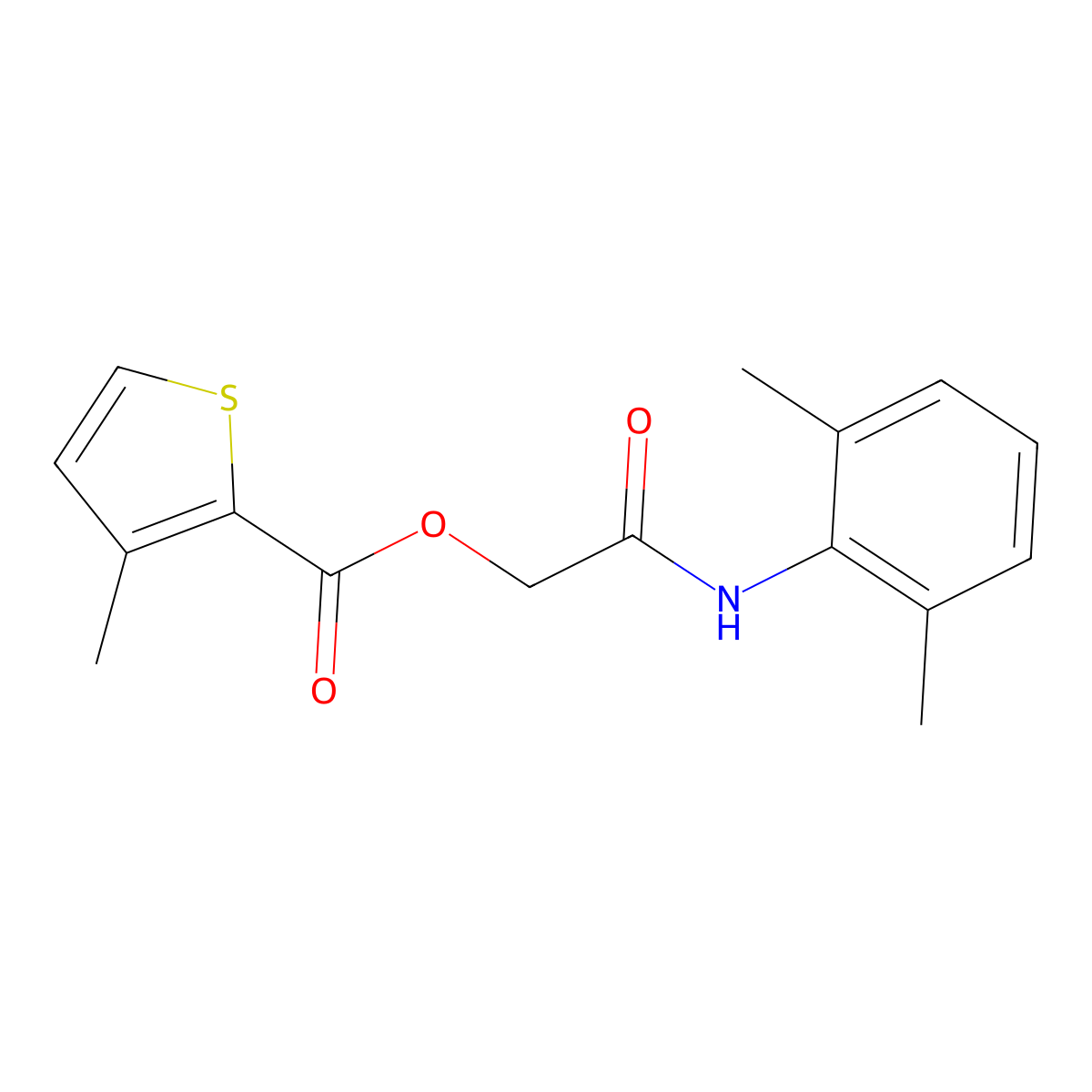 2-((2,6-Dimethylphenyl)amino)-2-oxoethyl 3-methylthiophene-2-carboxylate molecular structure, CAS 387853-53-4