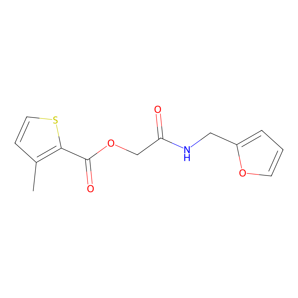 2-((Furan-2-ylmethyl)amino)-2-oxoethyl 3-methylthiophene-2-carboxylate molecular structure, CAS 387853-55-6
