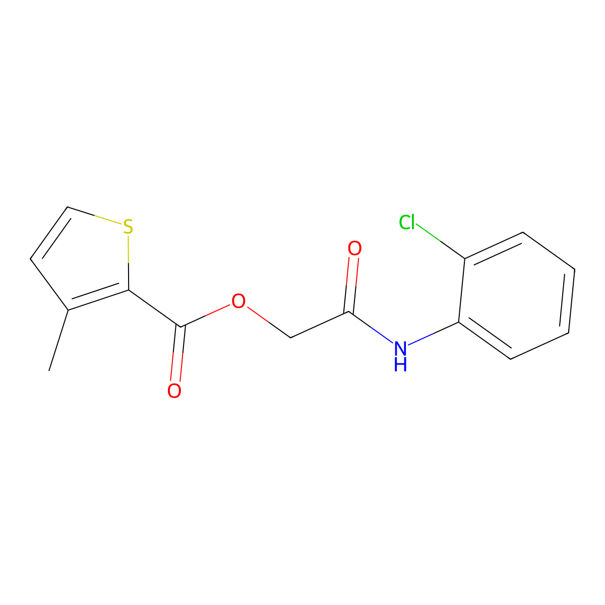 2-((2-Chlorophenyl)amino)-2-oxoethyl 3-methylthiophene-2-carboxylate molecular structure, CAS 387853-57-8