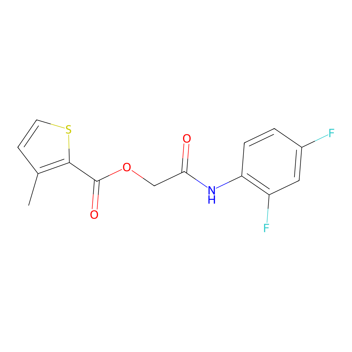 2-((2,4-Difluorophenyl)amino)-2-oxoethyl 3-methylthiophene-2-carboxylate molecular structure, CAS 387853-75-0