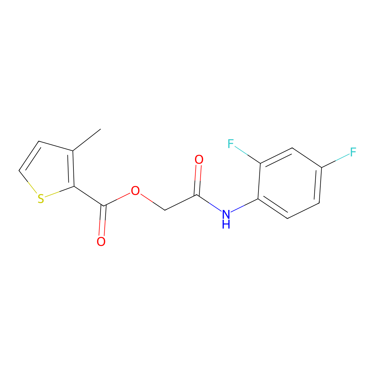 2-((2,4-Difluorophenyl)amino)-2-oxoethyl 3-methylthiophene-2-carboxylate molecular structure, CAS 387853-75-0