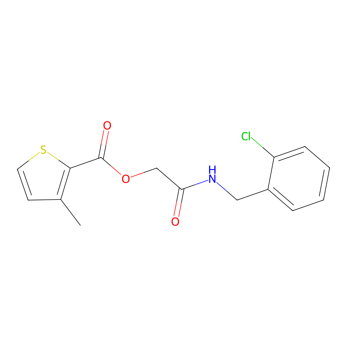 2-((2-Chlorobenzyl)amino)-2-oxoethyl 3-methylthiophene-2-carboxylate molecular structure, CAS 387853-77-2