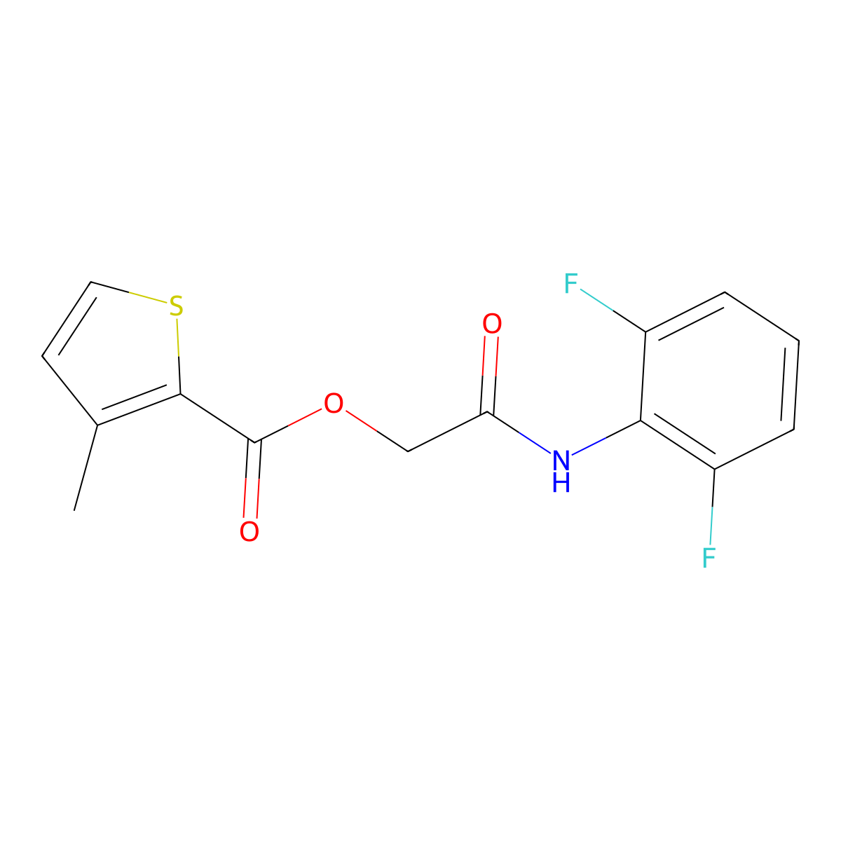 2-((2,6-Difluorophenyl)amino)-2-oxoethyl 3-methylthiophene-2-carboxylate molecular structure, CAS 387853-84-1