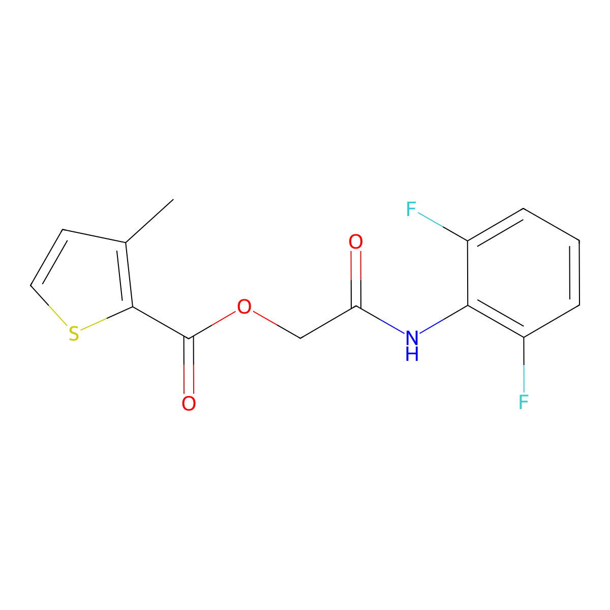 2-((2,6-Difluorophenyl)amino)-2-oxoethyl 3-methylthiophene-2-carboxylate molecular structure, CAS 387853-84-1
